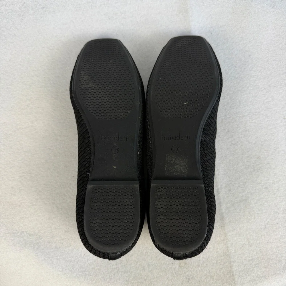 Burudani Black Knit‎ Square Toe Ballet Flats Womens US 10 UK 8 Casual Office